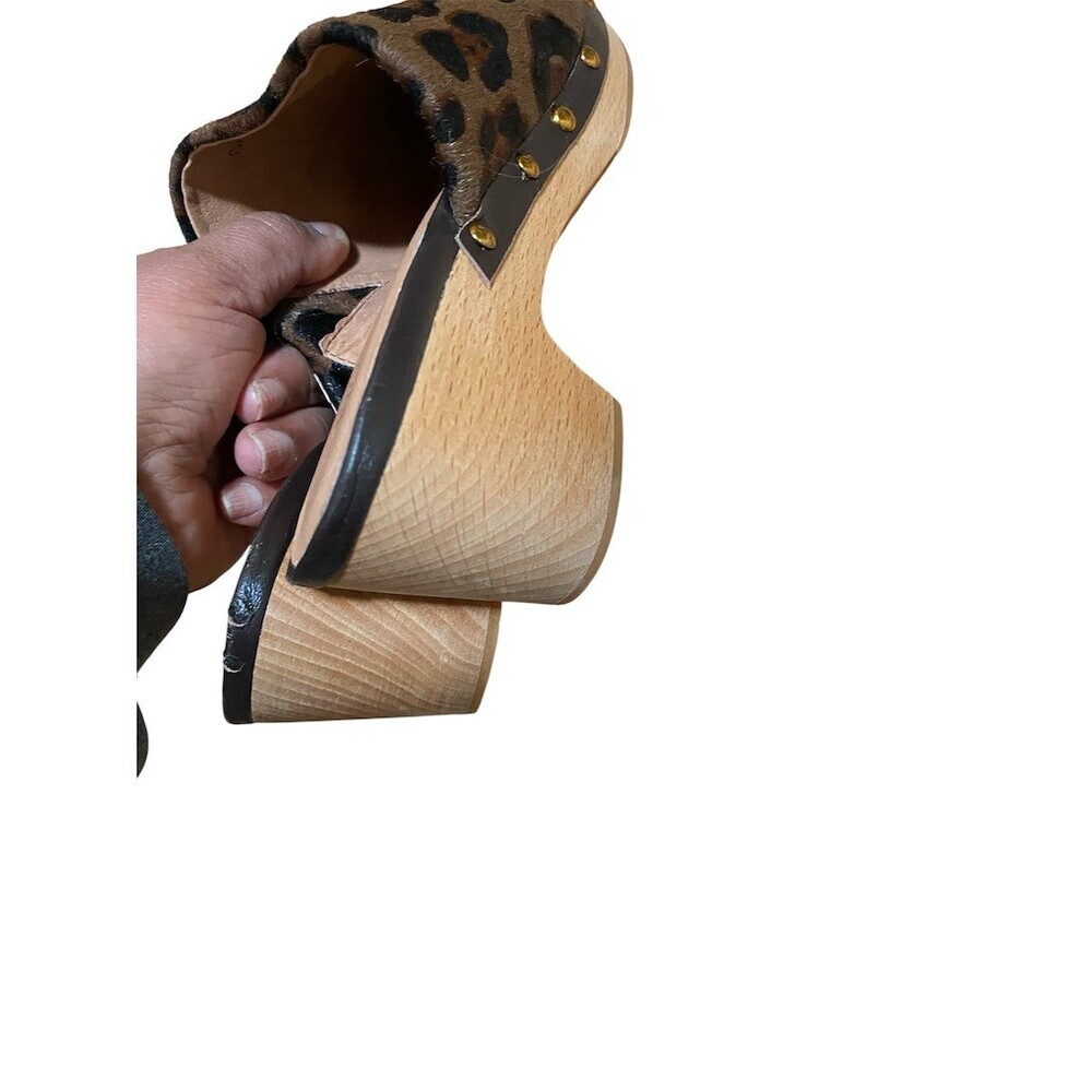 J.Jill Mule Clog Slide Womens Size 8 Brown Leopard Print Studded Slip On - Picture 4 of 8
